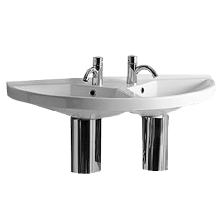 Whitehaus Isabella Collection Lrg U-Shaped Wall Mount Dbl Basin W/ Chrm Overflow LU020
